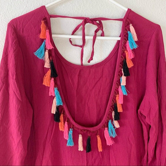 XHILARATION swim coverup dress fringe detail back Size Large - Picture 10 of 10